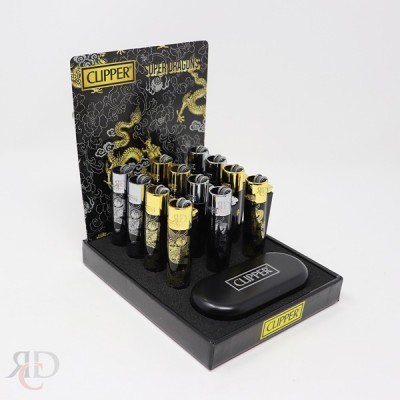 CLIPPER LIGHTER FULL METAL EDITION GOLD DRAGONS RCL59 12CT/PACK